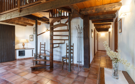 Staircase down from upper floor to ground floor